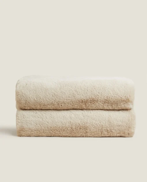 ZARA Home Double-Textured Faux Fur Blanket