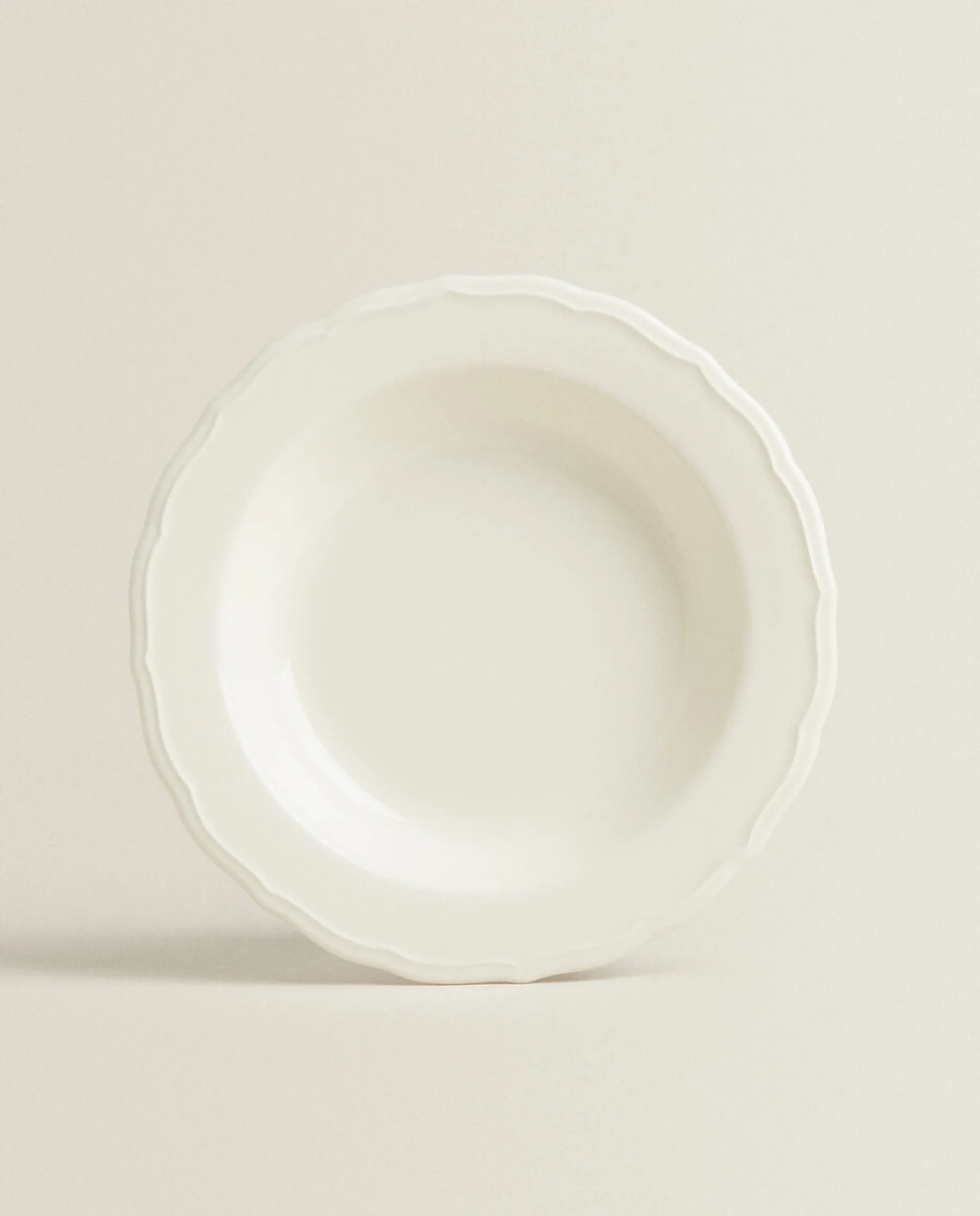 ZARA Home Earthenware Soup Plate With Raised-Design Edge