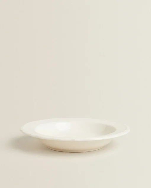 ZARA Home Earthenware Soup Plate With Raised-Design Edge