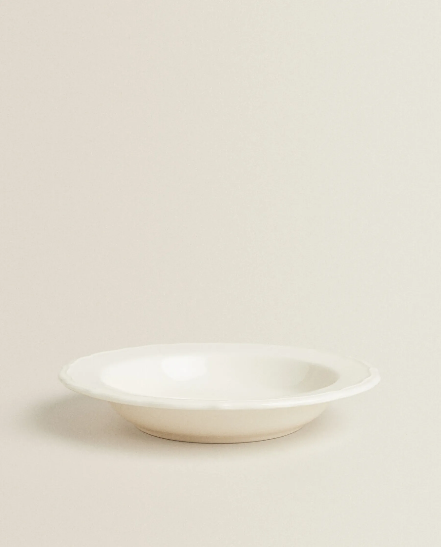 ZARA Home Earthenware Soup Plate With Raised-Design Edge