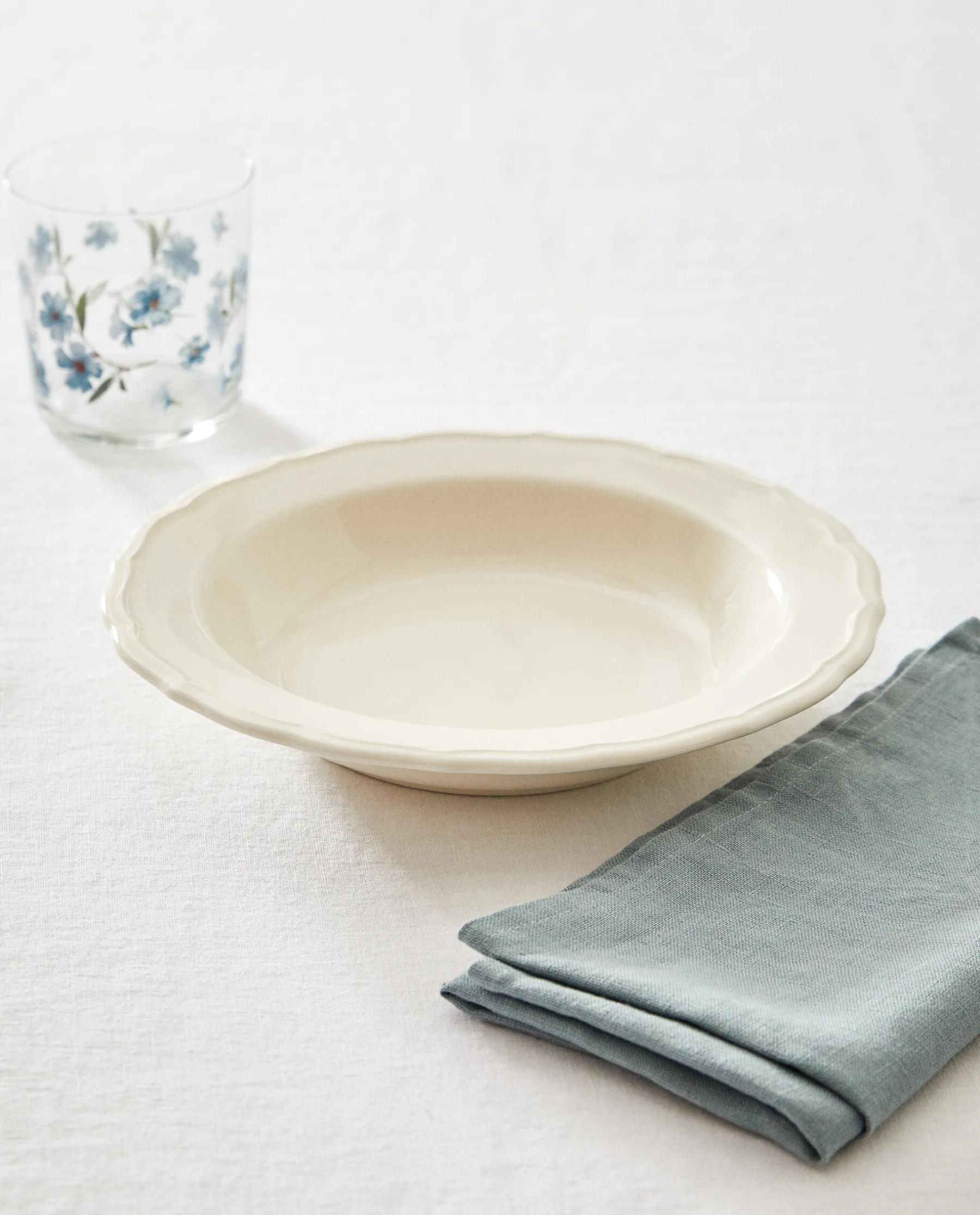 ZARA Home Earthenware Soup Plate With Raised-Design Edge