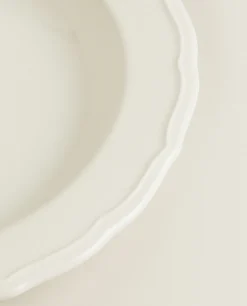 ZARA Home Earthenware Soup Plate With Raised-Design Edge