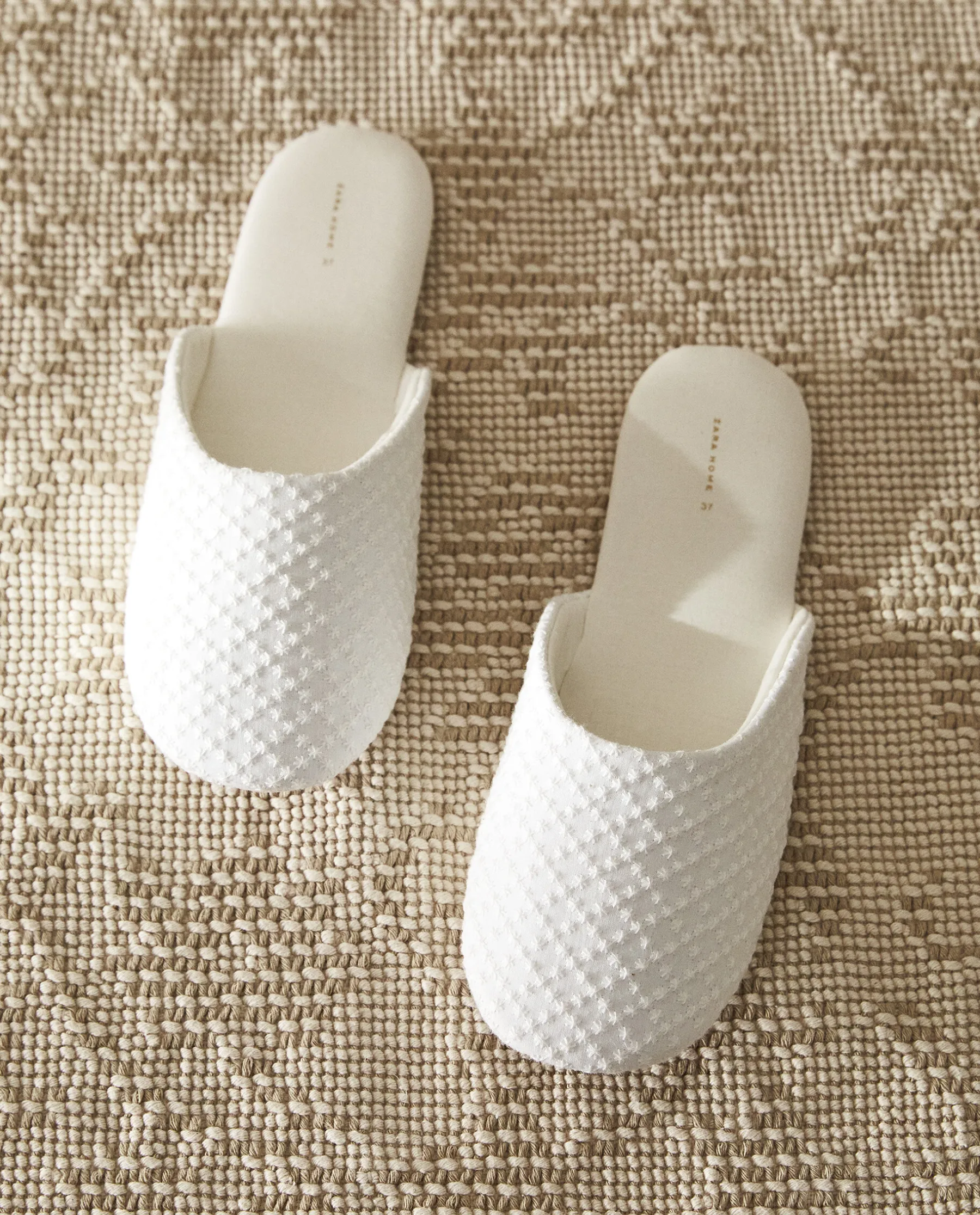 ZARA Home Embroidered Fabric Slippers