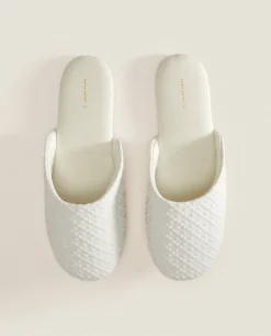 ZARA Home Embroidered Fabric Slippers