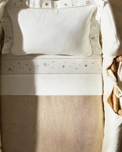 ZARA Home Embroidered Moon And Star Flat Sheet Set