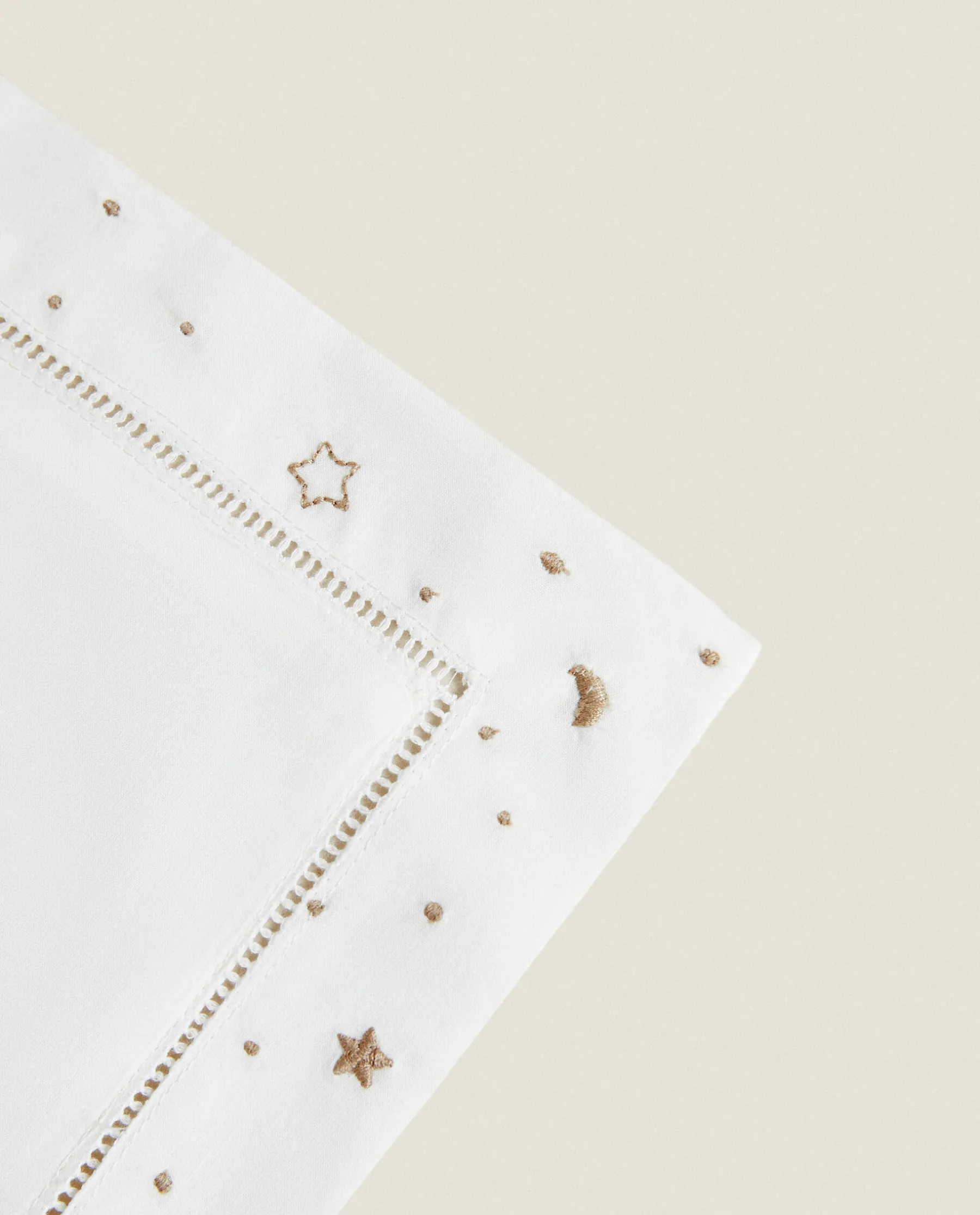ZARA Home Embroidered Moon And Star Flat Sheet Set