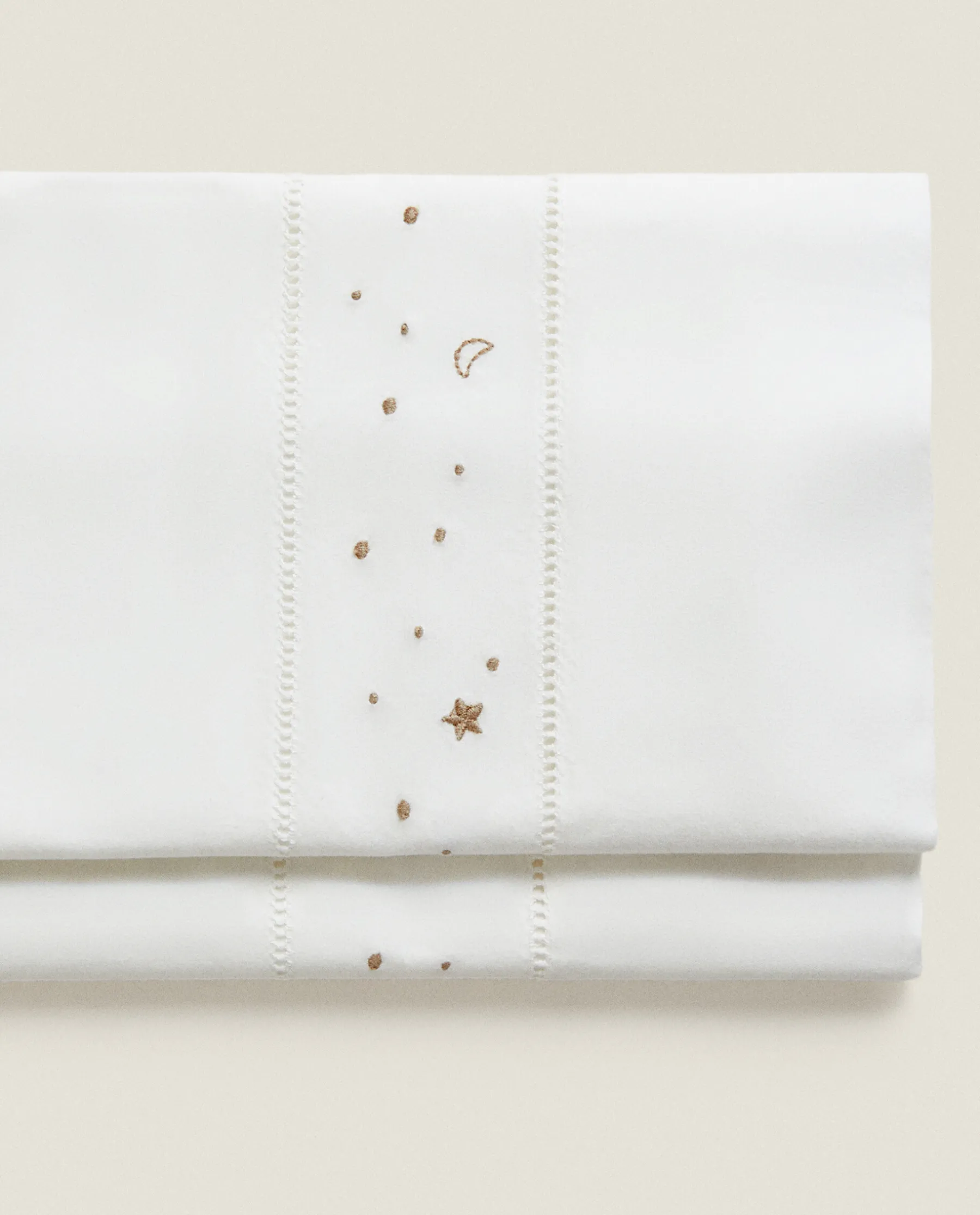 ZARA Home Embroidered Moon And Star Flat Sheet Set