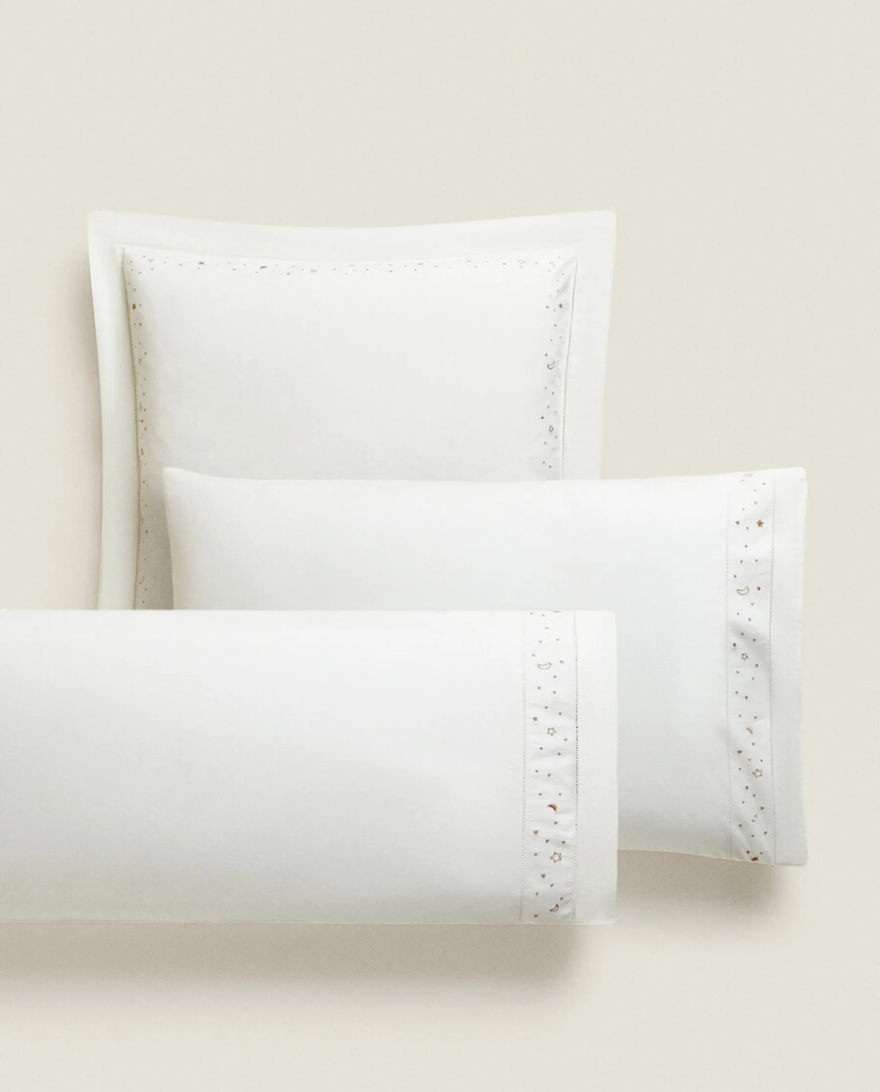 ZARA Home Embroidered Moons And Stars Pillowcase