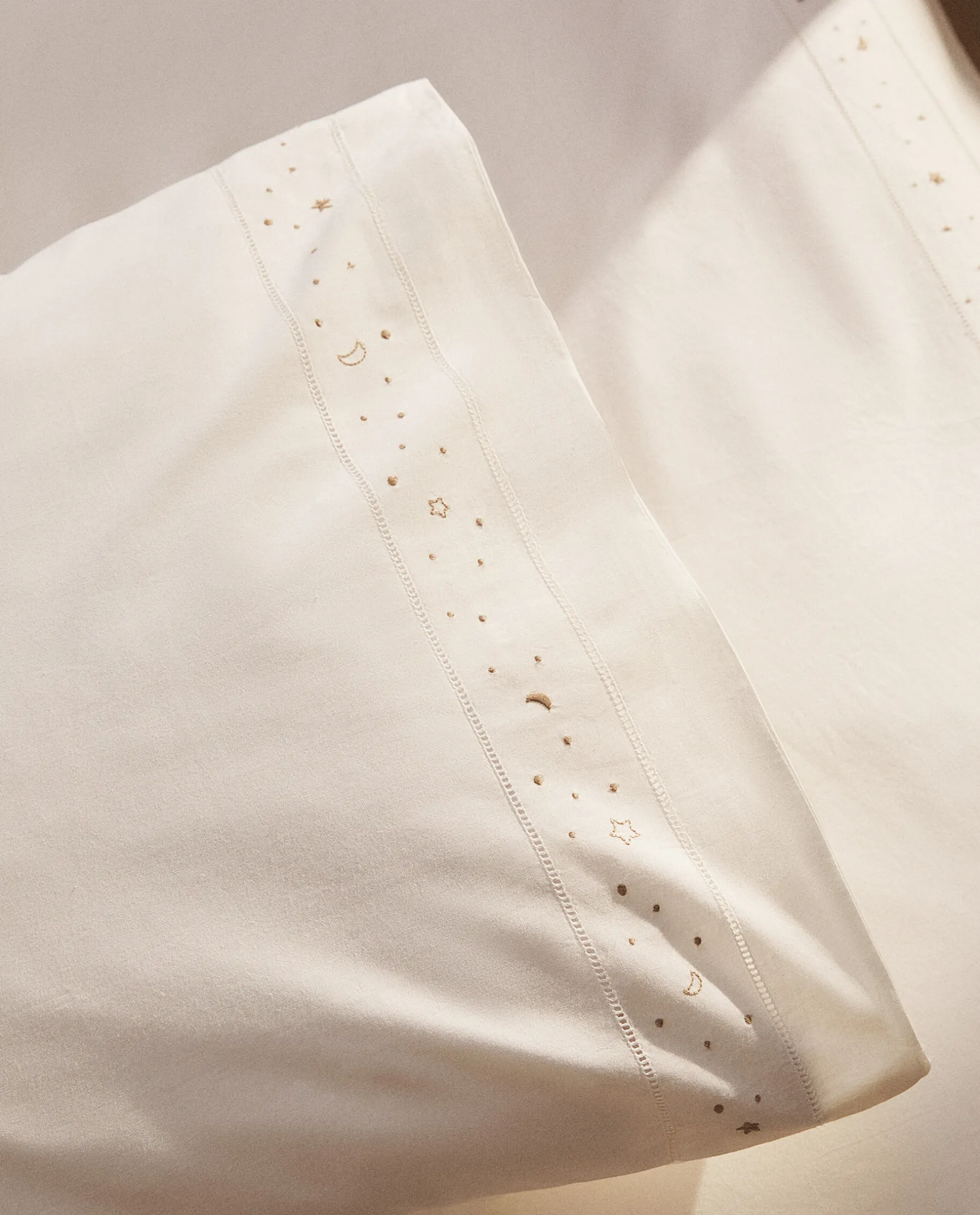 ZARA Home Embroidered Moons And Stars Pillowcase