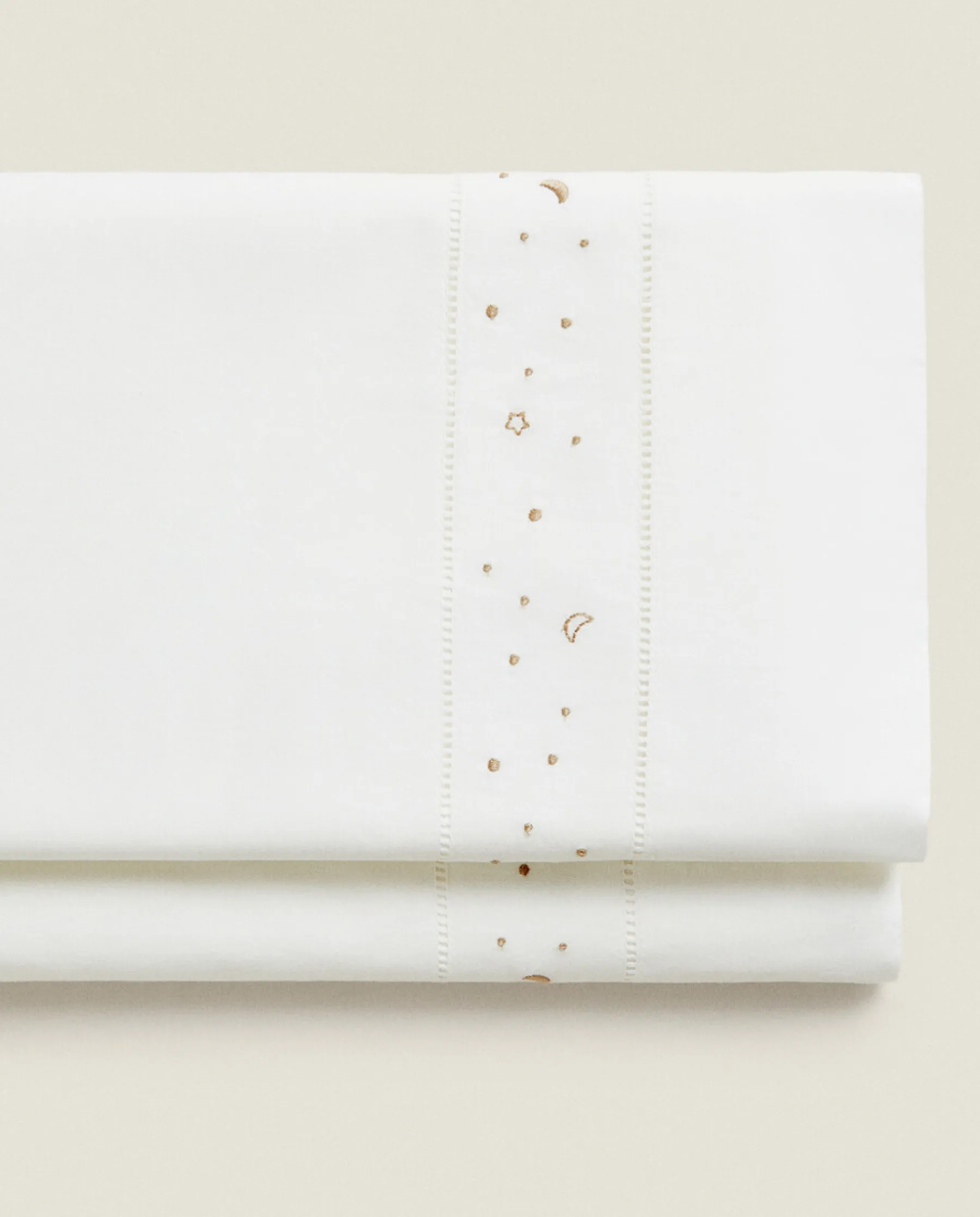 ZARA Home Embroidered Moons And Stars Flat Sheet