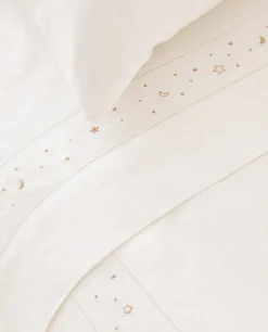ZARA Home Embroidered Moons And Stars Flat Sheet