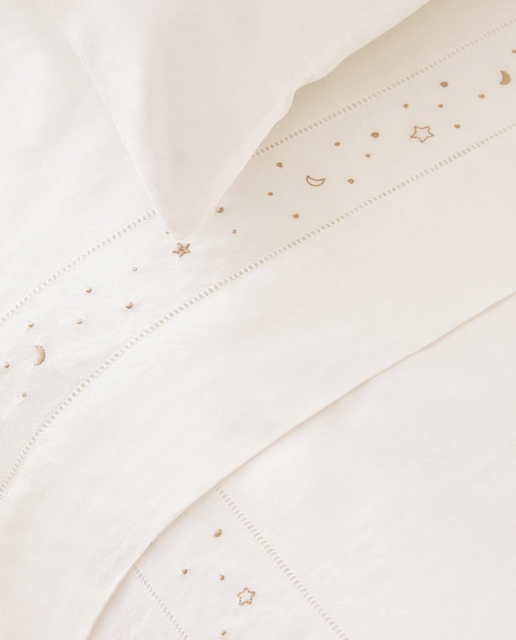 ZARA Home Embroidered Moons And Stars Flat Sheet