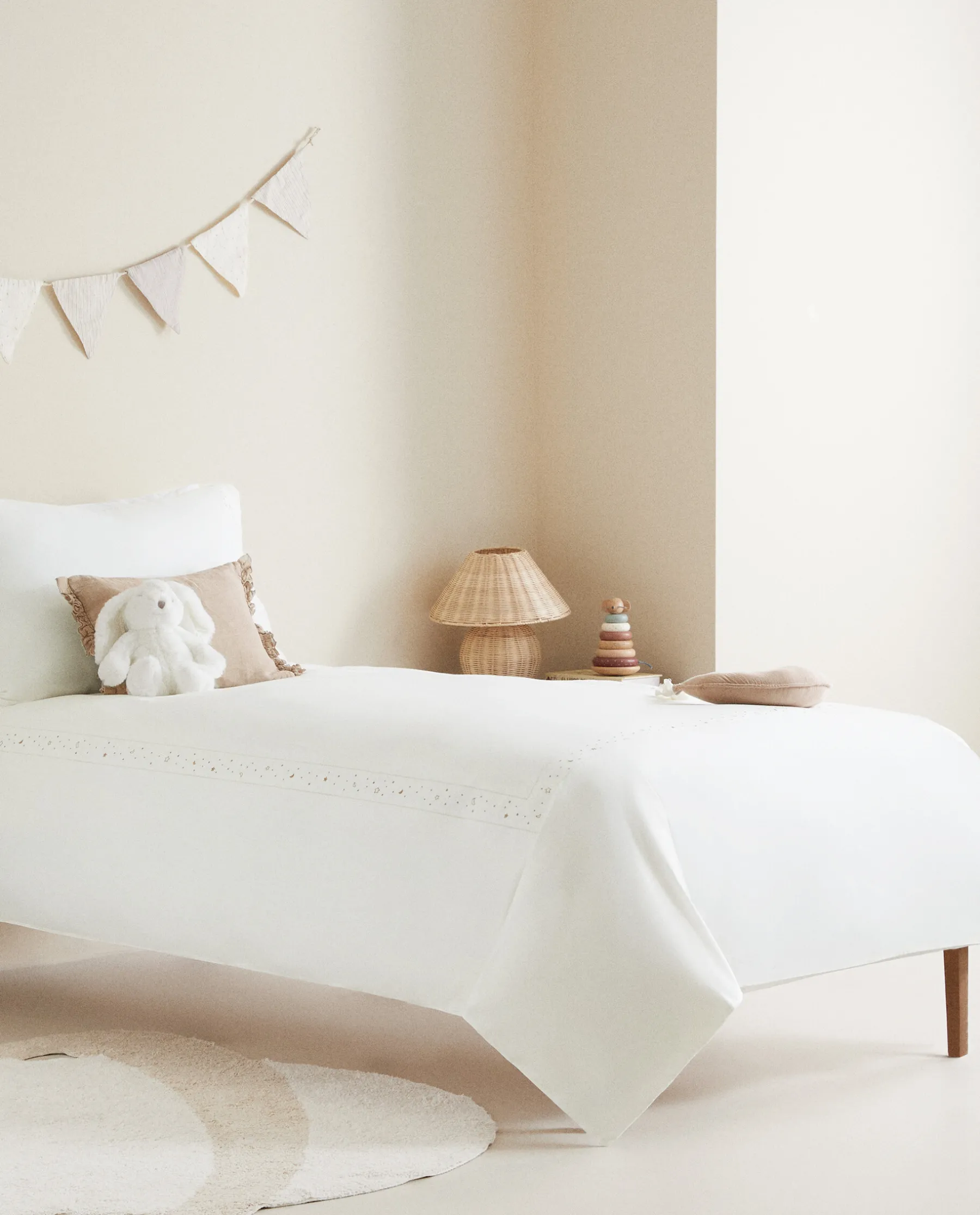 ZARA Home Embroidered Moons And Stars Flat Sheet