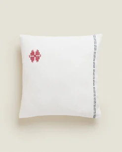 ZARA Home Embroidered Throw Pillow Cover