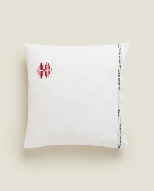 ZARA Home Embroidered Throw Pillow Cover