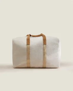 ZARA Home Fabric Travel Bag With Leather Detail