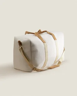 ZARA Home Fabric Travel Bag With Leather Detail
