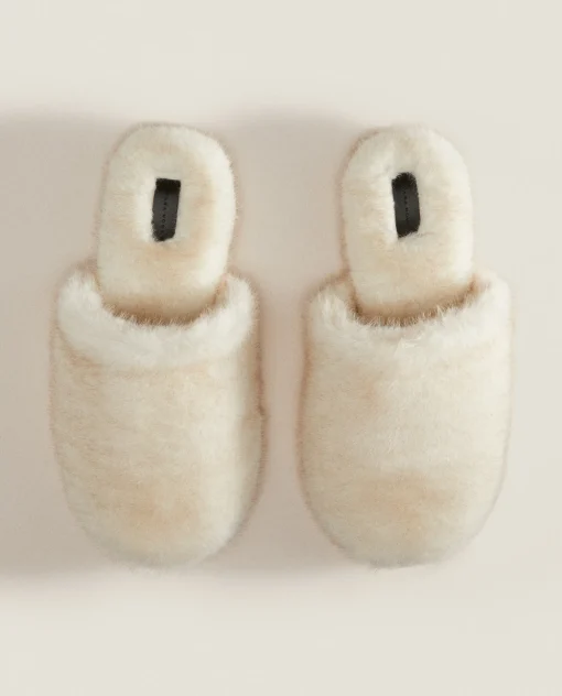 ZARA Home Faux Fur Mule Slippers