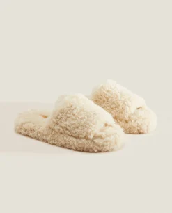 ZARA Home Faux Fur Platform Slider Slippers