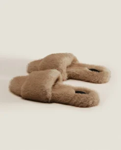 ZARA Home Faux Fur Slider Slippers