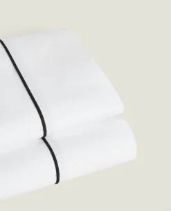 ZARA Home Flat Sheet With Colored Piping Detail