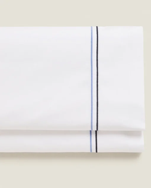ZARA Home Flat Sheet With Two Embroidered Lines