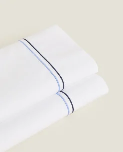 ZARA Home Flat Sheet With Two Embroidered Lines