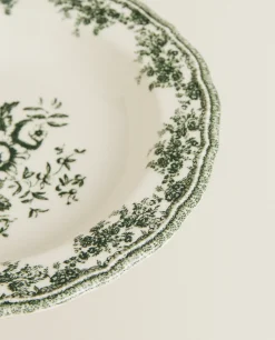 ZARA Home Floral Earthenware Soup Plate
