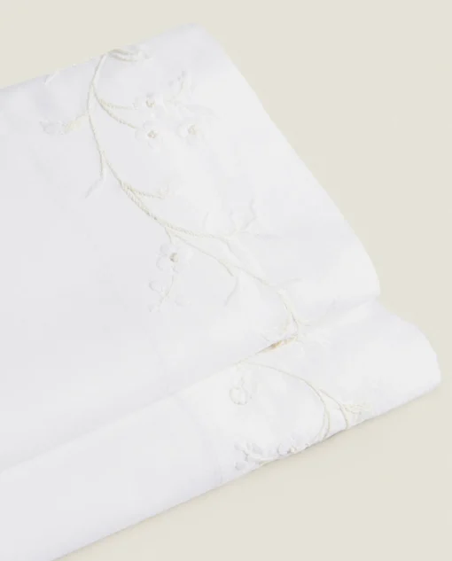 ZARA Home Floral Embroidery Flat Sheet