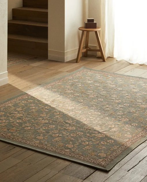 ZARA Home Floral Print Block Rug