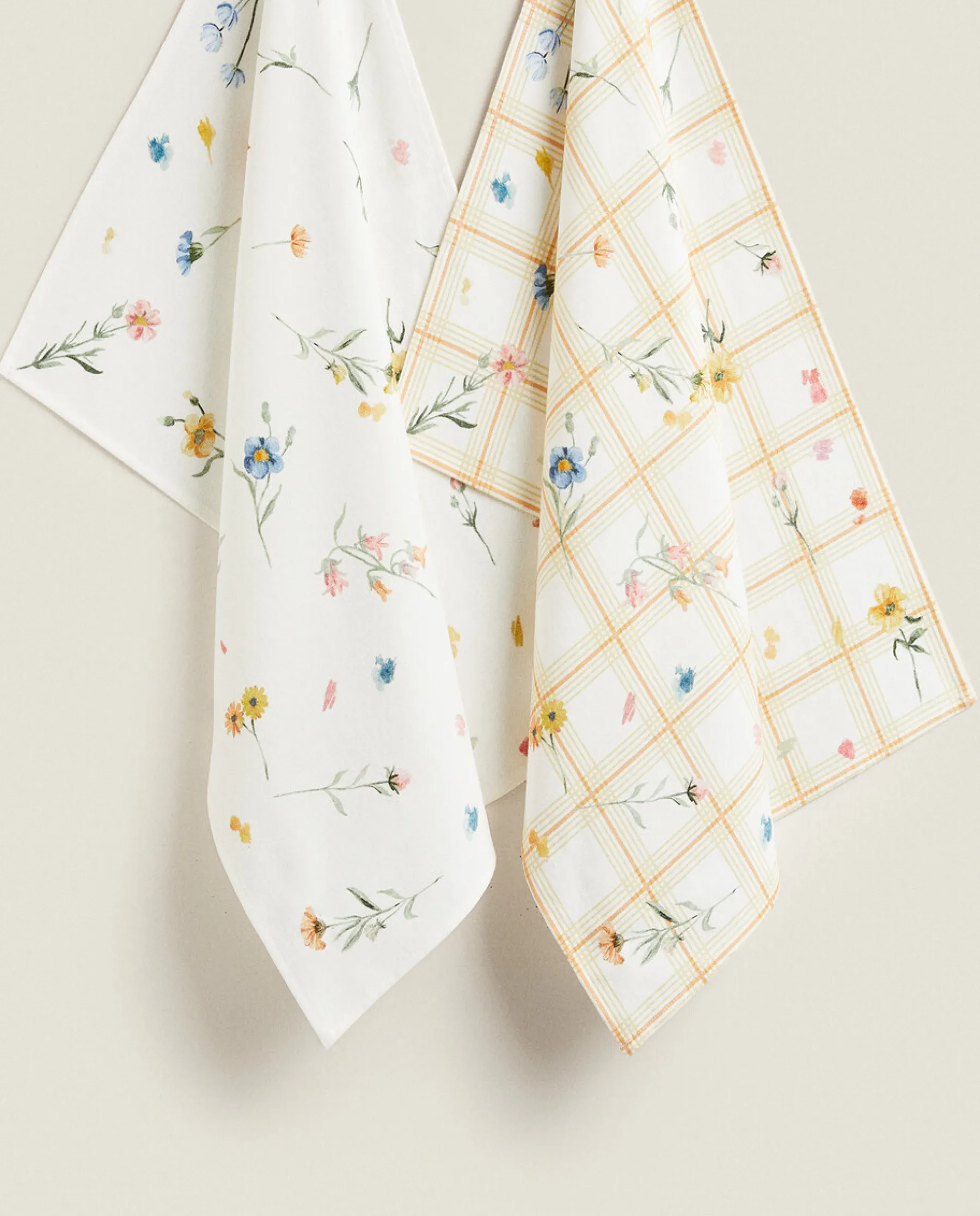 ZARA Home Floral Print Cotton Kitchen Towel (Pack Of 2)