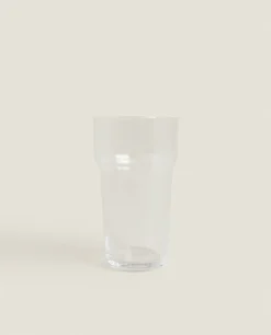 ZARA Home Glass Soft Drink Tumbler With Line Design