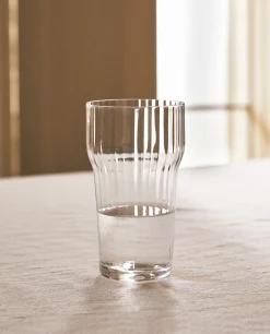 ZARA Home Glass Soft Drink Tumbler With Line Design