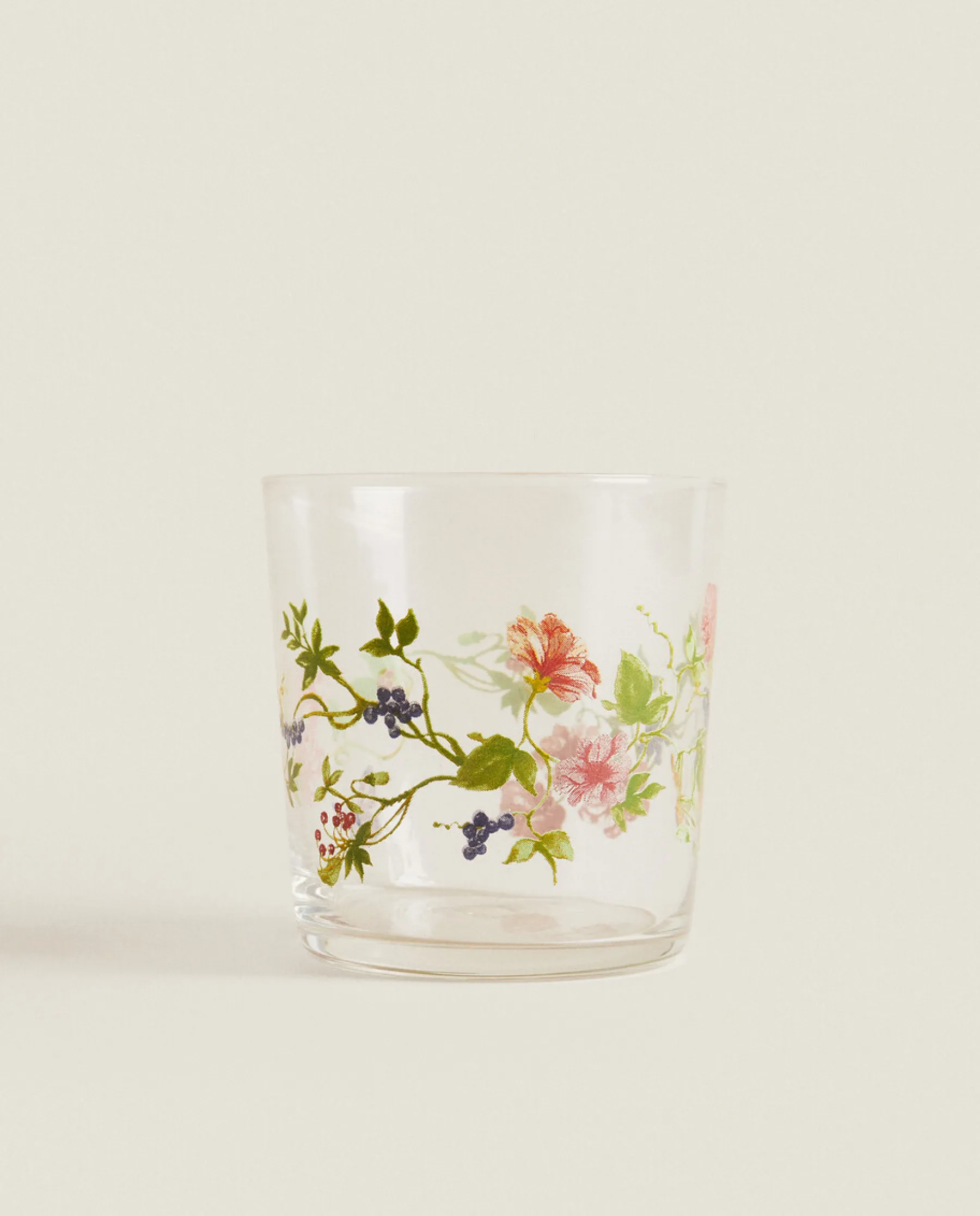 ZARA Home Glass Tumbler With Floral Design