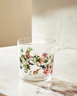 ZARA Home Glass Tumbler With Floral Design