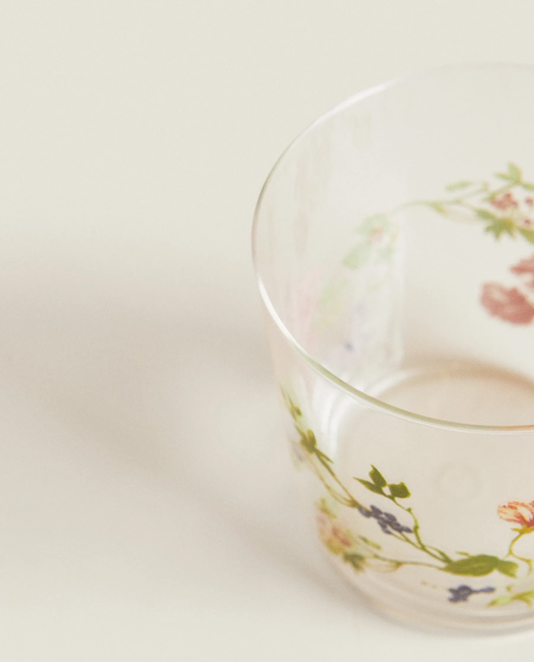 ZARA Home Glass Tumbler With Floral Design