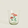 ZARA Home Glass Tumbler With Floral Silk Screen