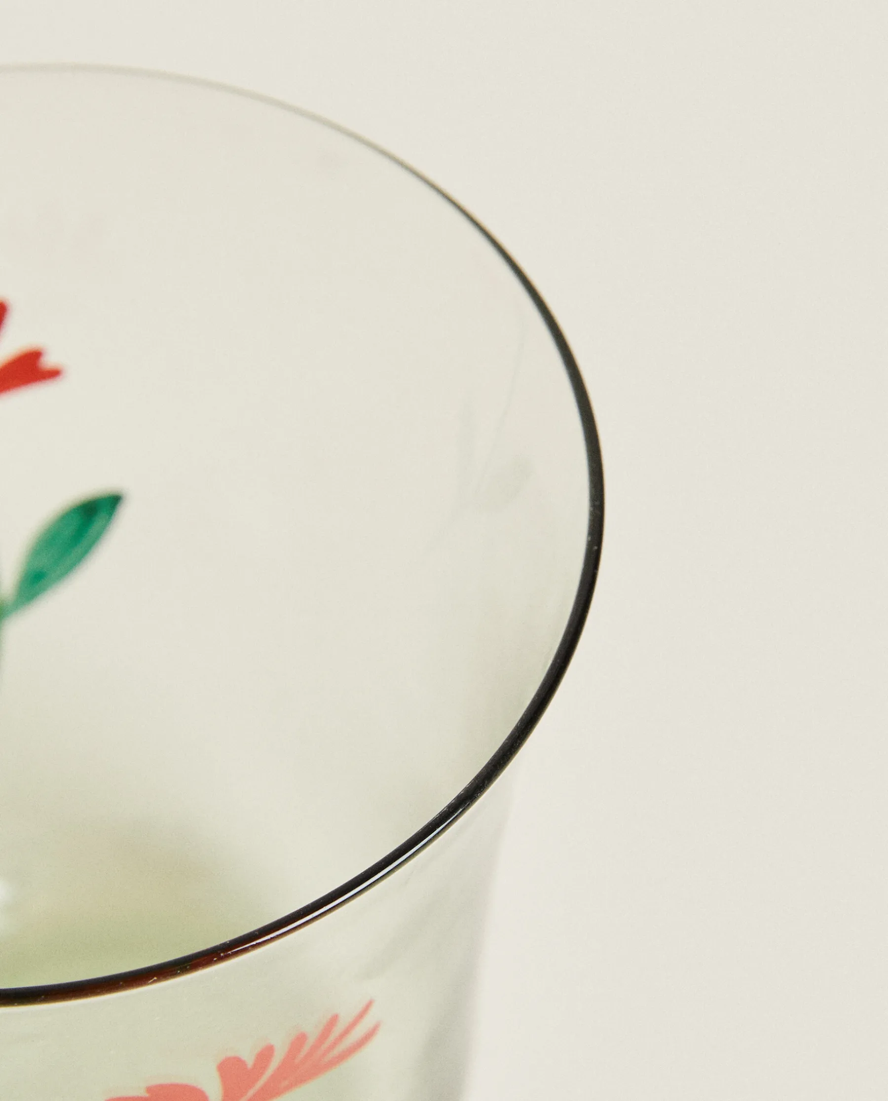 ZARA Home Glass Tumbler With Floral Silk Screen