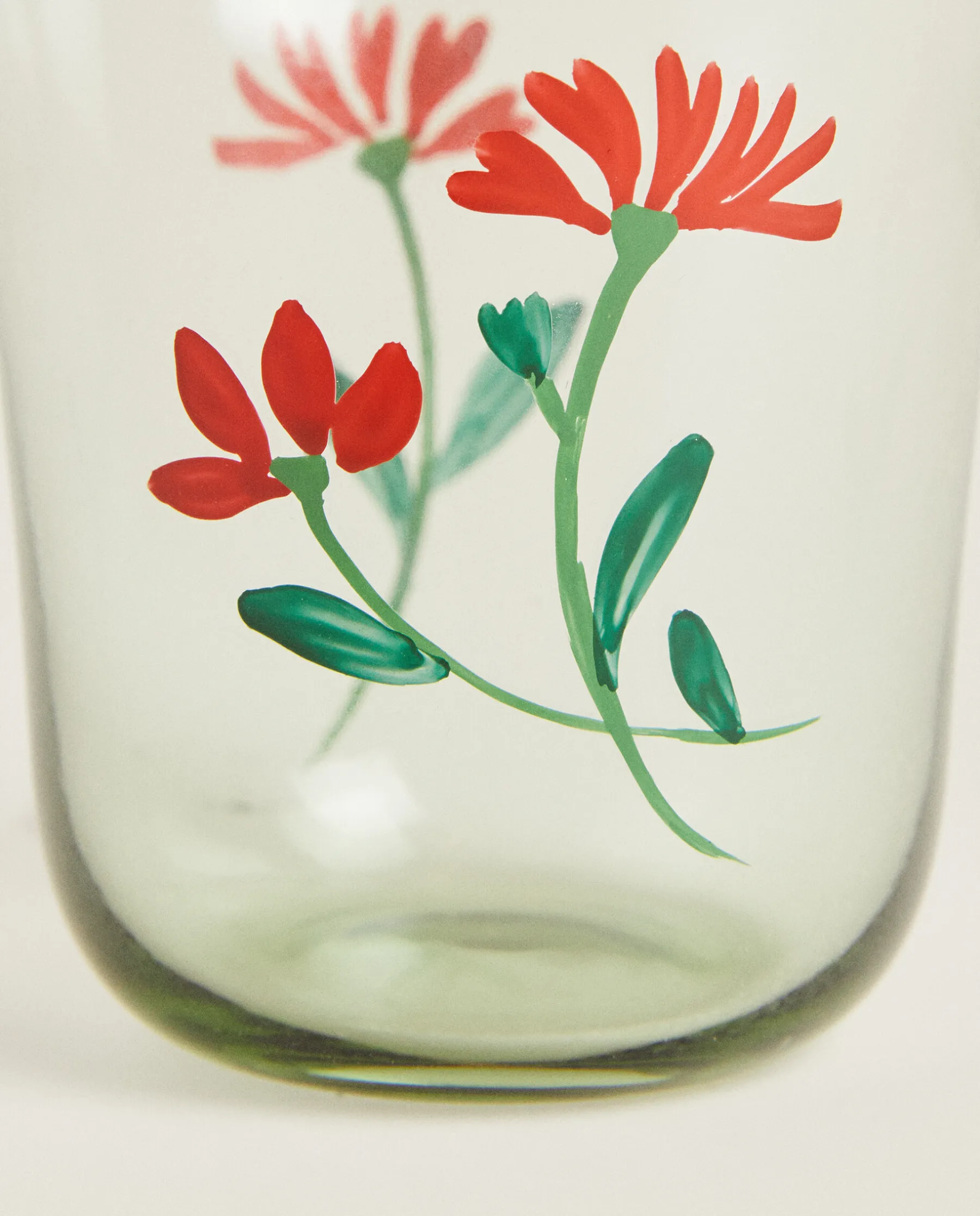 ZARA Home Glass Tumbler With Floral Silk Screen