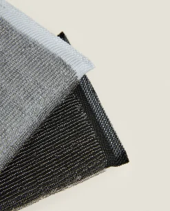 ZARA Home Grey And Black Scrubber (Set Of 2)