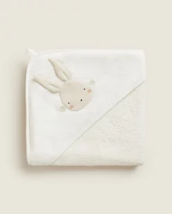 ZARA Home Hooded Baby Towel With Bunny Applique