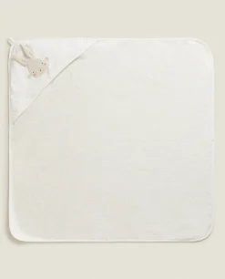 ZARA Home Hooded Baby Towel With Bunny Applique