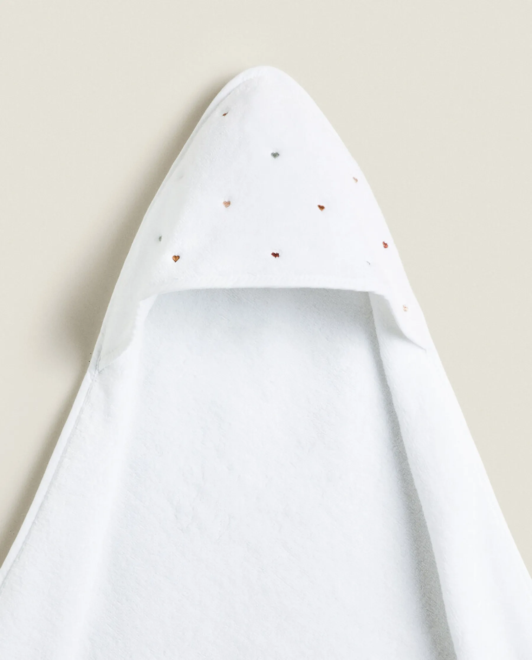 ZARA Home Hooded Baby Towel With Embroidered Hearts