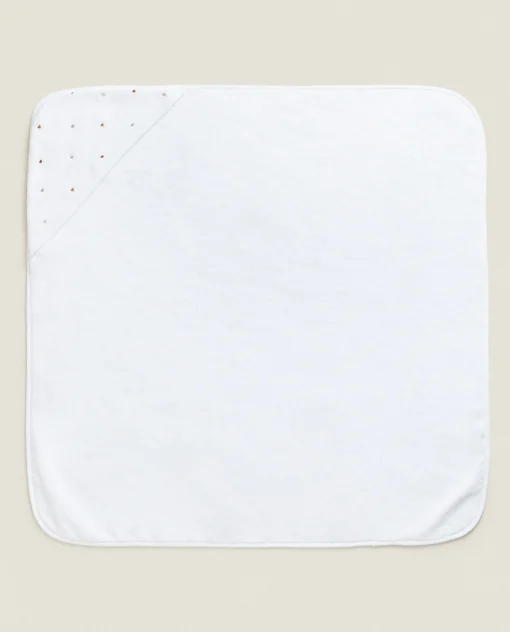 ZARA Home Hooded Baby Towel With Embroidered Hearts
