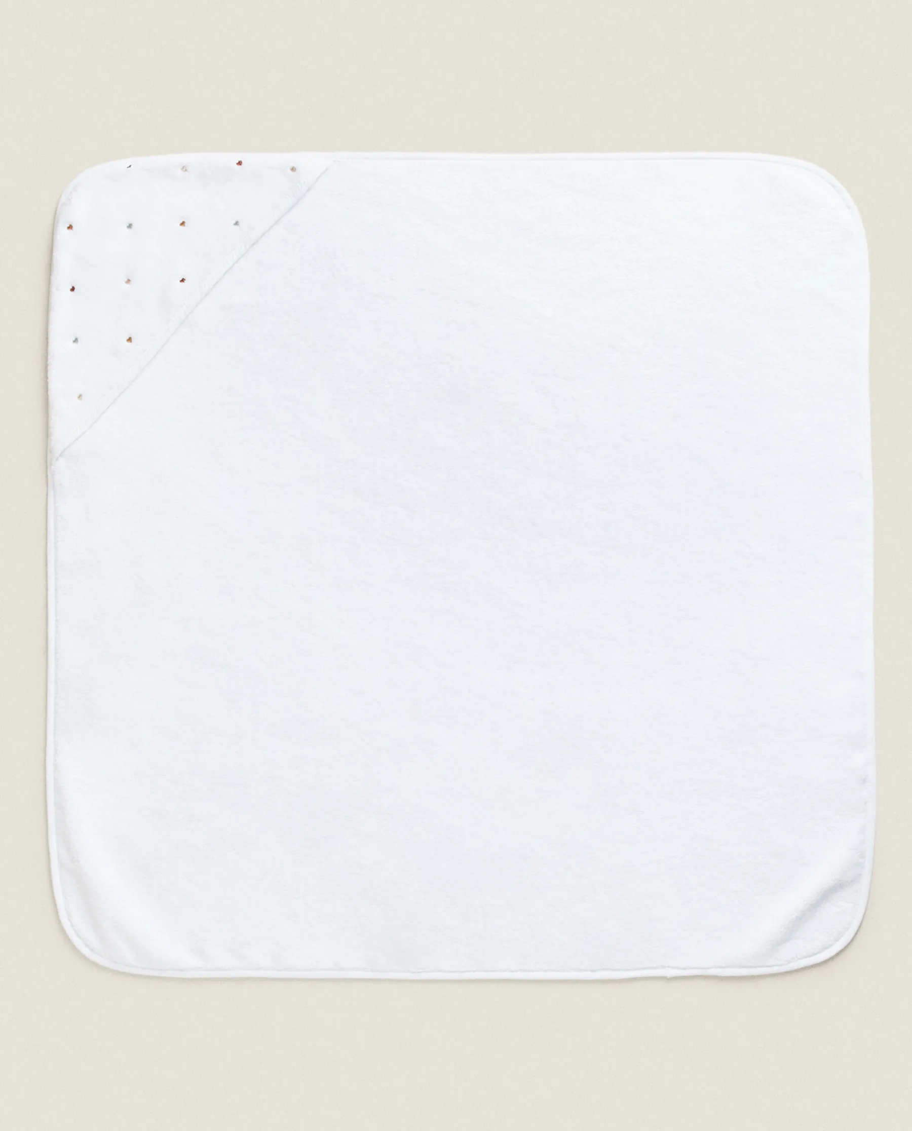 ZARA Home Hooded Baby Towel With Embroidered Hearts