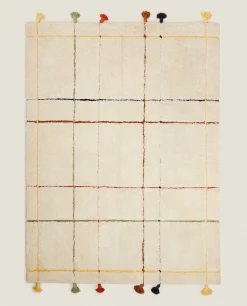 ZARA Home Kids' Check And Tassels Rug