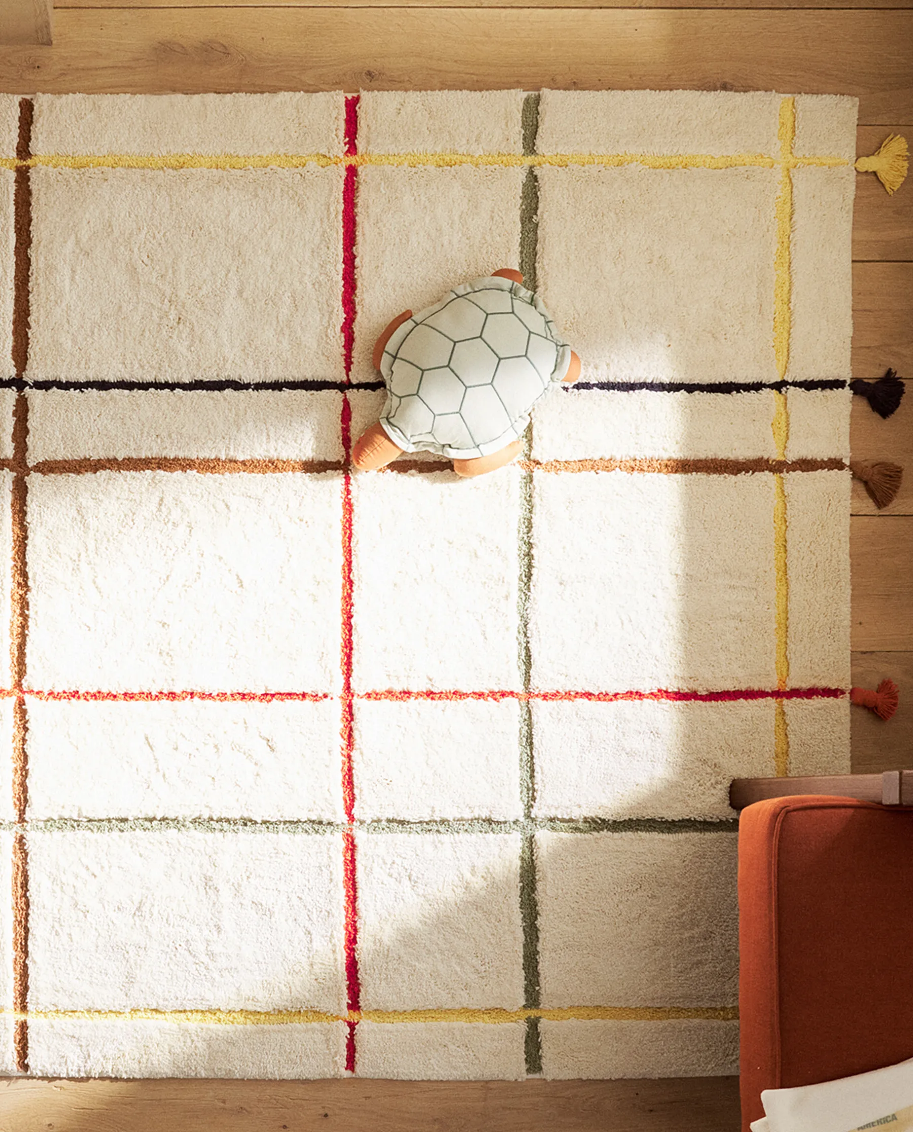 ZARA Home Kids' Check And Tassels Rug