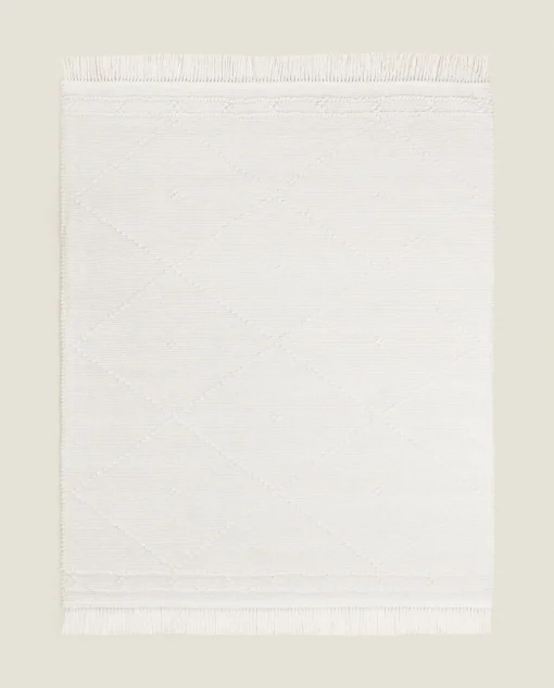 ZARA Home Kids' Diamond Chenille Rug With Fringing