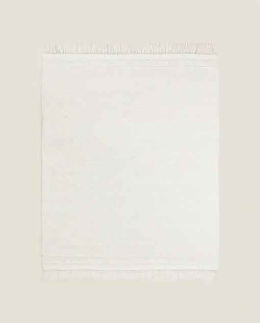 ZARA Home Kids' Diamond Chenille Rug With Fringing