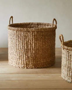 ZARA Home Large Seagrass Basket With Handles